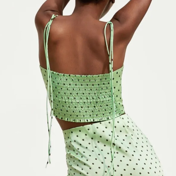 Zara Polka Dot Crop Top Mint Green Size S - Picture 2 of 12